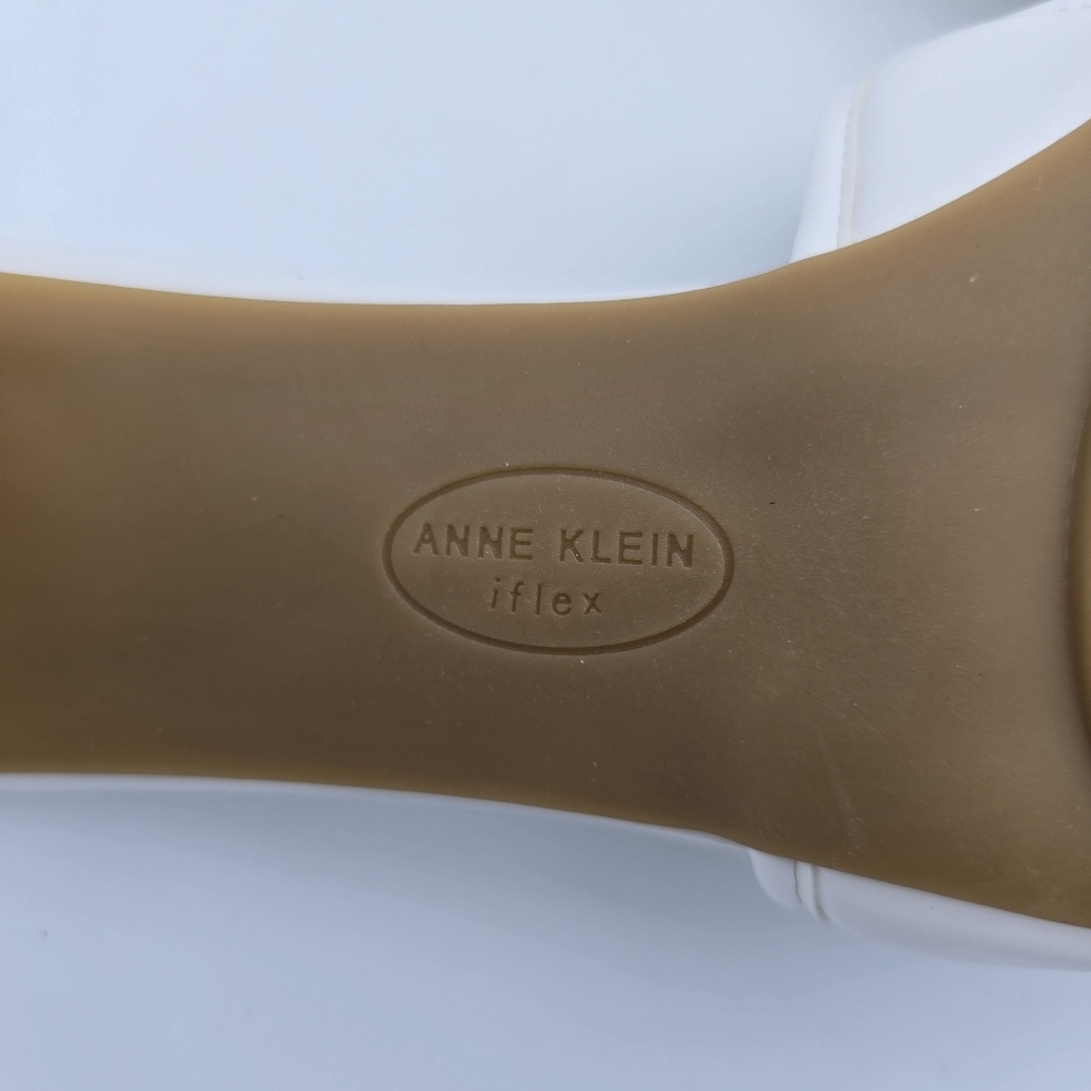 NWOT Anne Klein Kendra Slippers (Block Heel Slide Sandals), White & Gold, 9.5M - Picture 14 of 16